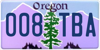 OR license plate 008TBA