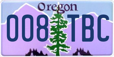 OR license plate 008TBC