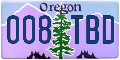 OR license plate 008TBD