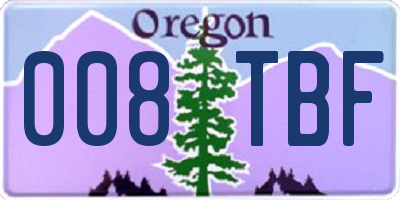 OR license plate 008TBF