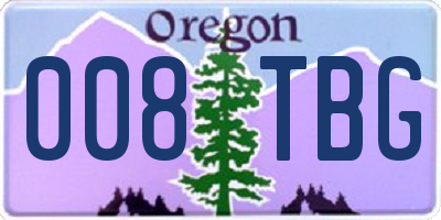 OR license plate 008TBG