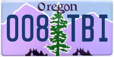 OR license plate 008TBI