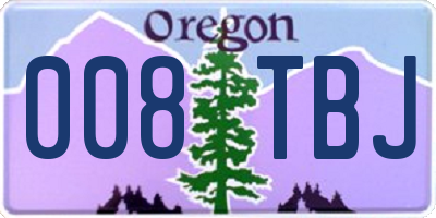 OR license plate 008TBJ