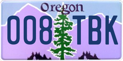 OR license plate 008TBK
