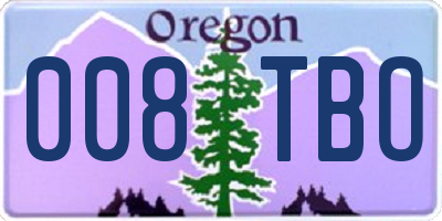 OR license plate 008TBO