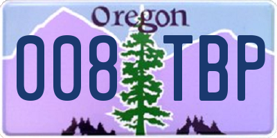 OR license plate 008TBP