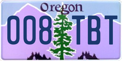 OR license plate 008TBT