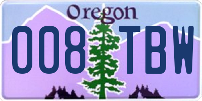 OR license plate 008TBW