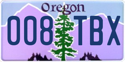 OR license plate 008TBX
