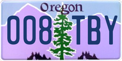 OR license plate 008TBY