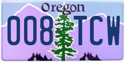 OR license plate 008TCW