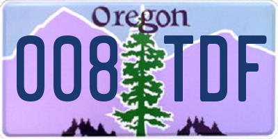 OR license plate 008TDF