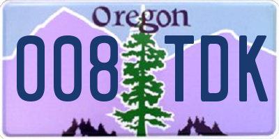 OR license plate 008TDK