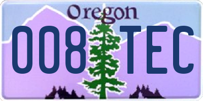 OR license plate 008TEC