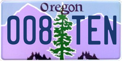 OR license plate 008TEN