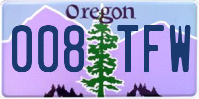 OR license plate 008TFW