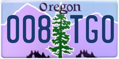 OR license plate 008TGO