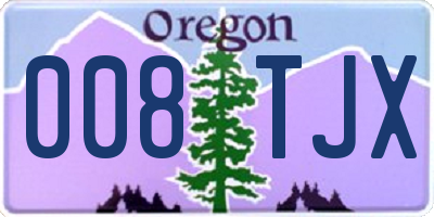 OR license plate 008TJX