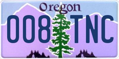 OR license plate 008TNC