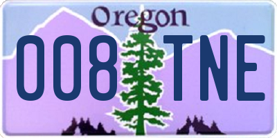 OR license plate 008TNE