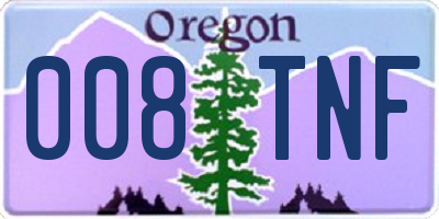 OR license plate 008TNF