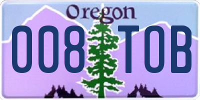 OR license plate 008TOB