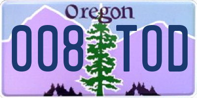 OR license plate 008TOD