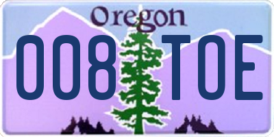 OR license plate 008TOE