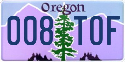 OR license plate 008TOF