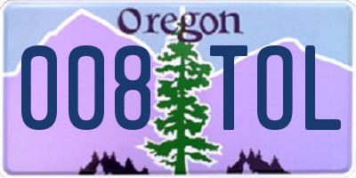 OR license plate 008TOL