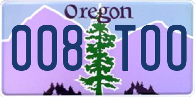 OR license plate 008TOO