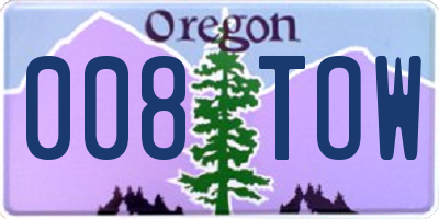 OR license plate 008TOW