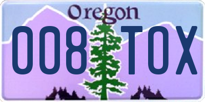OR license plate 008TOX