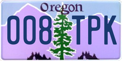 OR license plate 008TPK