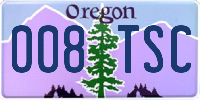 OR license plate 008TSC
