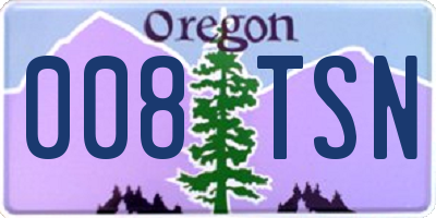 OR license plate 008TSN