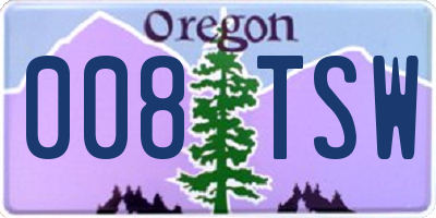 OR license plate 008TSW