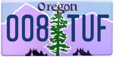 OR license plate 008TUF