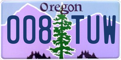 OR license plate 008TUW