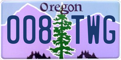 OR license plate 008TWG