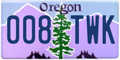 OR license plate 008TWK