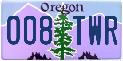OR license plate 008TWR