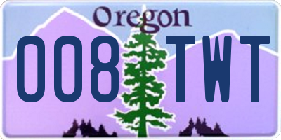 OR license plate 008TWT