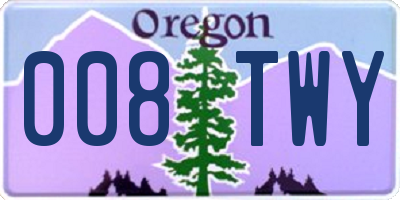 OR license plate 008TWY