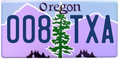 OR license plate 008TXA