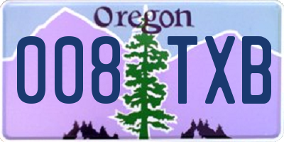OR license plate 008TXB