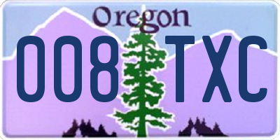 OR license plate 008TXC