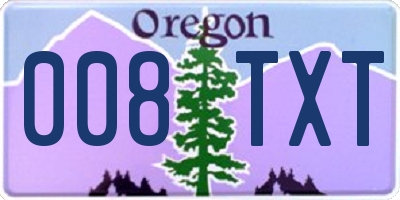 OR license plate 008TXT