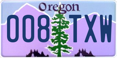 OR license plate 008TXW