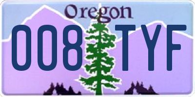 OR license plate 008TYF
